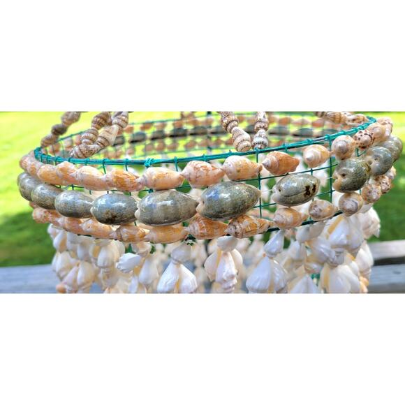 Vintage Boho Costal Beach Seashell Chandelier Approx 26"x12" - Picture 6 of 8